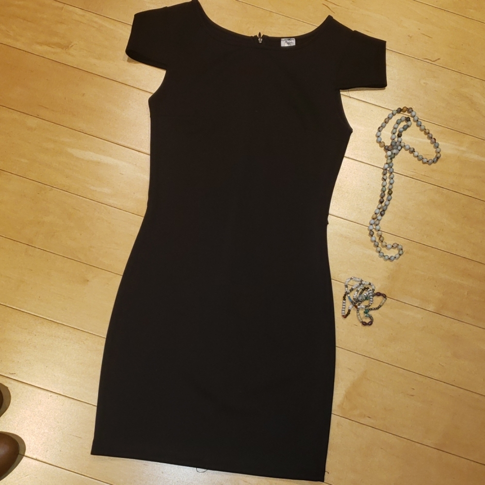Fitted black mini dress